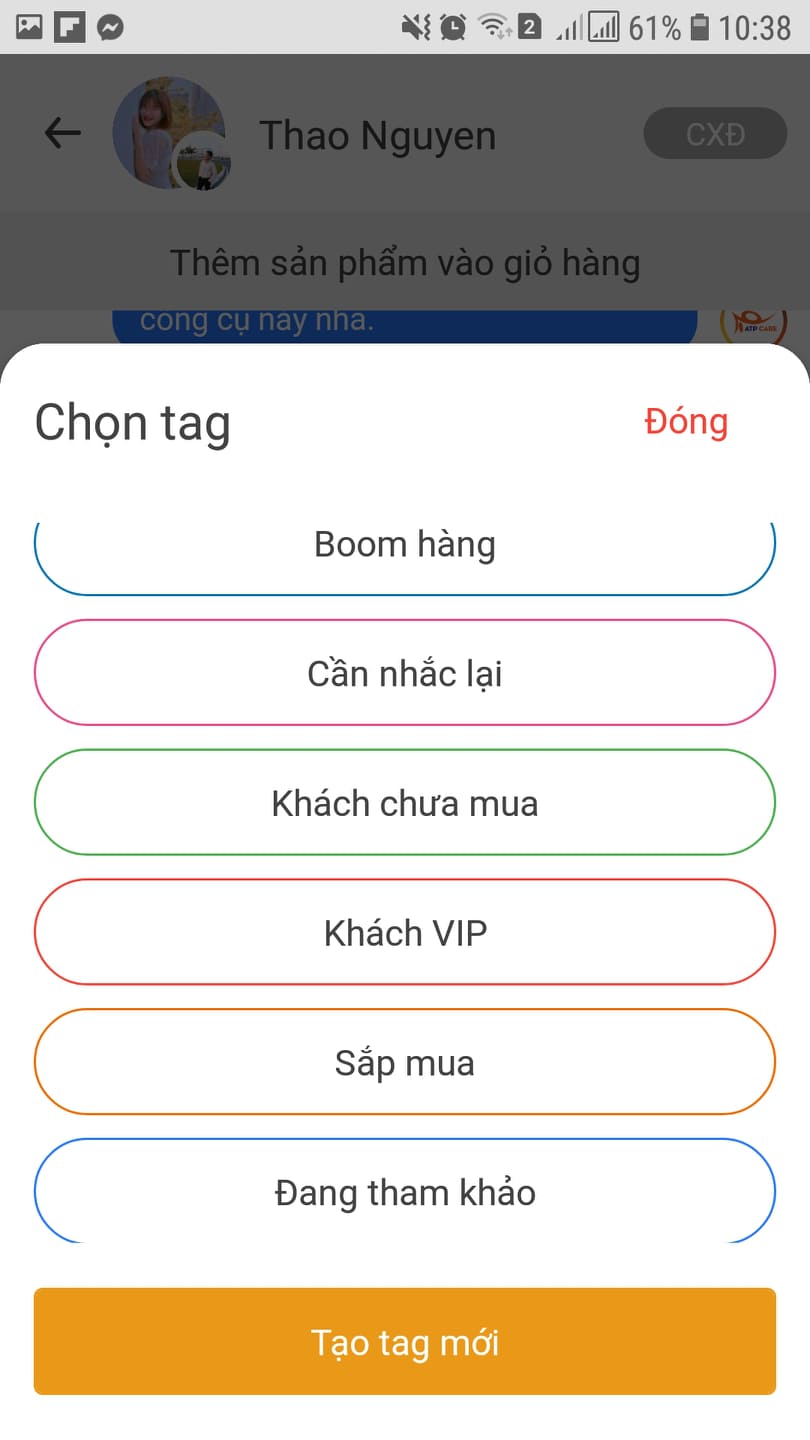 chon tag khach hang tren app
