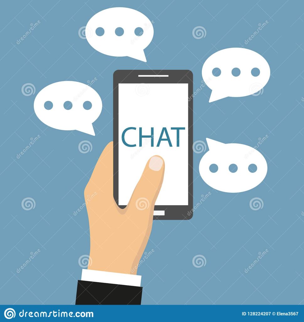 man chatting chat bot smartphone use message blue background 128224207