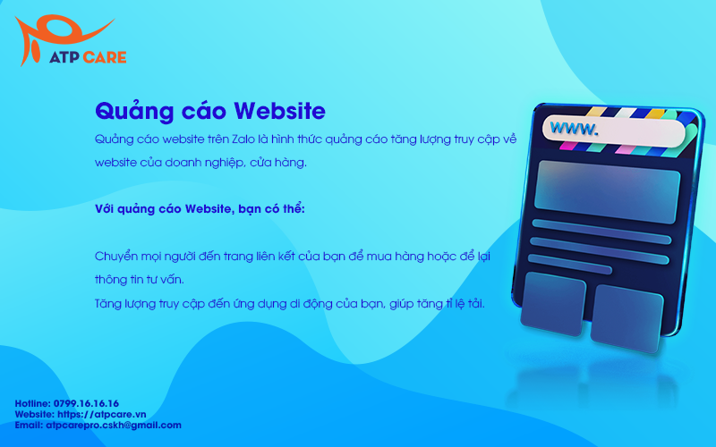 quang cao zalo ads bang hinh thuc hien thi website