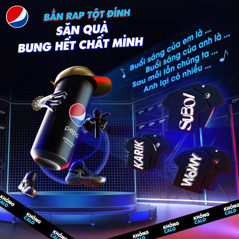 Minigame sáng tạo điền vào chỗ trống còn thiếu ở 4 câu rap trong hình của Pepsi