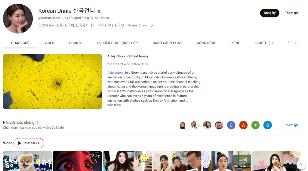 Kênh Youtube học tiếng Hàn 