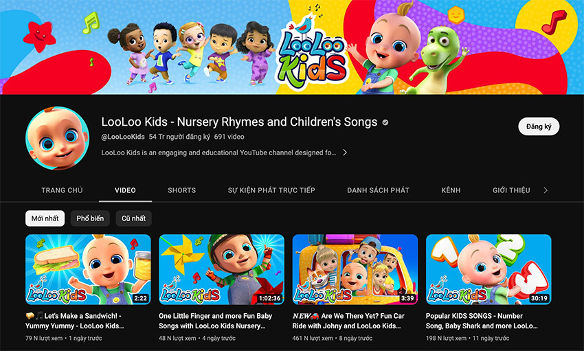 kênh Youtube hấp dẫn cho trẻ em