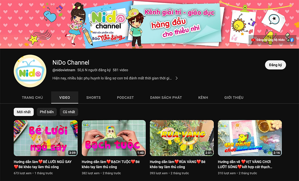 kênh YouTube cho trẻ em 