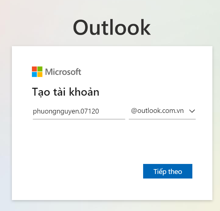 Tạo tài khoản Outlook